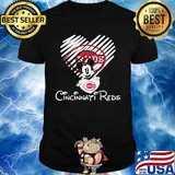 Mickey mouse hug heart cincinnati reds logo shirt