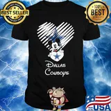 Mickey mouse hug heart dallas cowboys logo shirt