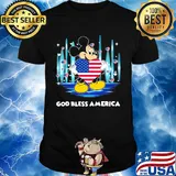 Mickey mouse hug heart god bless america flag independence day shirt