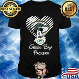 Mickey mouse hug heart green bay packers logo shirt