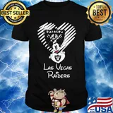 Mickey mouse hug heart las vegas raiders logo shirt
