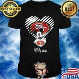 Mickey mouse hug heart san francisco 49ers logo shirt
