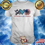 Motocross love heart sunflower American flag veteran Independence Day shirt