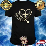 New orleans saints football stethoscope heart shirt