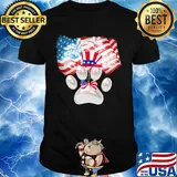 Paw American flag veteran Independence Day shirt