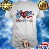 Peace love dogs paw heart shirt