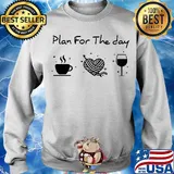 Plan for the day coffee heart knitting wine s Sweater
