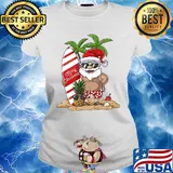 Santa Claus Hawaiian Surfing s Ladies tee
