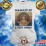 Sloth yoga chill namastay 6 feet away vintage s Ladies tee