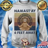 Sloth yoga chill namastay 6 feet away vintage s Sweater