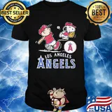 Snoopy and charlie brown playing baseball los angeles angels shirt