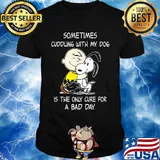 Snoopy and charlie brown sometimes cuddling with my dog is the only cure for a bad day shirt