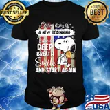 Snoopy every day is a new beginning take a deep breath smile and start again sunflowers american flag independence day shirt