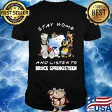 Snoopy wear mask stay home and listen to bruce springsteen covid-19 shirt