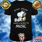 Snoopy wear mask stay home and listen to music covid-19 shirt