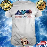 Snowmobile love heart sunflower American flag veteran Independence Day shirt