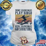 Some grandmas play bingo real grandmas go surfing vintage s Ladies tee