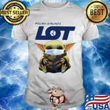 Star wars baby yoda hug polish airlines mask covid-19 shirt
