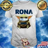 Star wars baby yoda hug rona mask covid-19 shirt