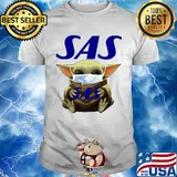 Star wars baby yoda hug scandinavian airlines logo mask covid-19 shirt