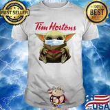 Star wars baby yoda hug tim hortons mask covid-19 shirt