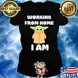 Star wars baby yoda working from home I am s Ladies tee