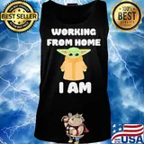 Star wars baby yoda working from home I am s Tank top