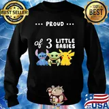 Stitch & baby yoda and pikachu proud of 3 little babies s Sweater