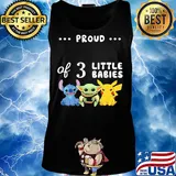 Stitch & baby yoda and pikachu proud of 3 little babies s Tank top
