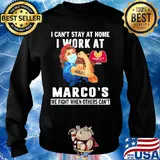 Strong woman I can’t stay at home I work at Marco’s we fight when others can’t anymore mask covid-19 s Sweater
