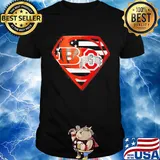 Superhero cincinnati bengals and ohio state buckeyes diamond american flag independence day shirt