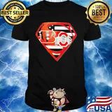 Superhero cincinnati bengals and ohio state buckeyes diamond independence day american flag shirt