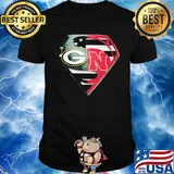 Superhero green bay packers and nebraska cornhuskers diamond american flag independence day shirt