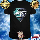 Superhero philadelphia eagles and new york yankees diamond american flag independence day shirt