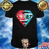Superhero san francisco 49ers and san jose shark diamond american flag independence day shirt