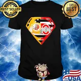Superhero washington redskins and ohio state buckeyes diamond american flag shirt