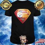 Superman pittsburgh steelers vs pittsburgh pirates cap american flag independence day shirt