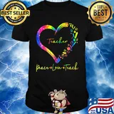Teacher peace love teach heart shirt