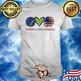 Tennis love heart sunflower American flag veteran Independence Day shirt