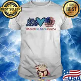 Trucker love heart sunflower American flag veteran Independence Day shirt