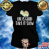 Turtles life is good take it slow stars s Ladies tee