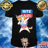 Unicorn mask dabbing rite aid logo shirt