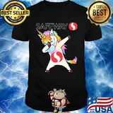 Unicorn mask dabbing safeway logo shirt