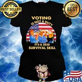 Voting is not a duty it’s a 2020 survival skill american flag vintage s Ladies tee