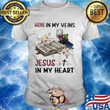 Wine in my veins Jesus in my heart nurse flowers shirt