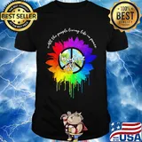 All The People Living Life In Peace Imagine Sunflower LGBT Shirt