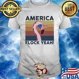 America flock yeah flamingo muscle american flag independence day vintage shirt