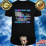 America in my vein cycling in my heart flag veteran Independence Day shirt