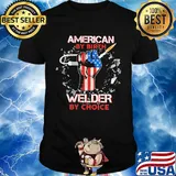 American by birth welder hand flag veteran Independence day shirt