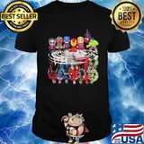 Avengers marvel superheroes chibi characters water reflection shirt